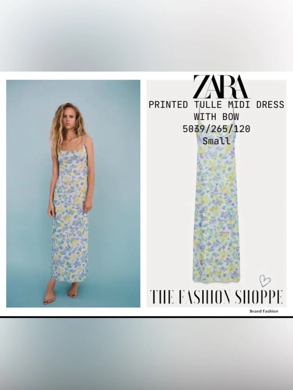 ZARA Floral Mesh Maxi Dress Size S Bodycon Stretch Slip Dress - Picture 2 of 16
